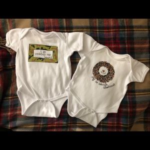 2 Boutique Brand (Heavenly Wear) Onesies EUC 0-6m